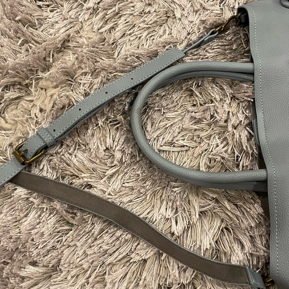 Deux Lux Raw Leather Tote Large Light Blue NEW - Picture 6 of 8